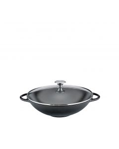 Wok mit Glasdeckel, 30 cm schwarz