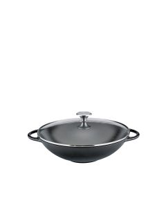 Wok mit Glasdeckel, 30 cm schwarz
