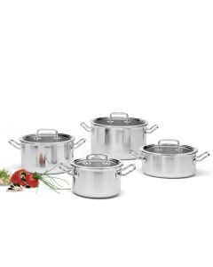 Topf-Set mit Glasdeckel BRIGADE BASIC 4-teilig