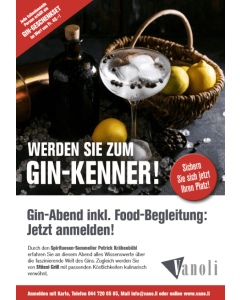 Anmeldung Gin-Abend Mittwoch, 11.12.19
